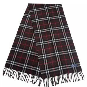 Burberrys Vintage Check Scarf Brown 100% Cashmere Unisex Scarf Made In England